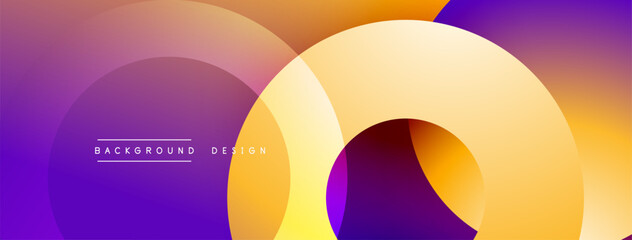 Layered circular shapes in vivid colors form a gradient-rich abstract design with smooth transitions, depth effects, and a modern, futuristic aesthetic