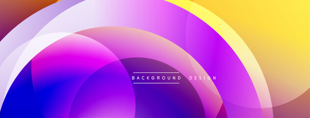 Layered circular shapes in vivid colors form a gradient-rich abstract design with smooth transitions, depth effects, and a modern, futuristic aesthetic