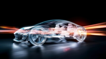 Naklejka premium Futuristic Hologram Car Speed Technology AI Design