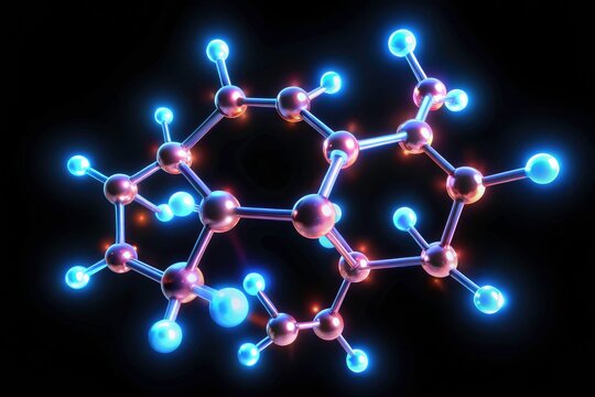 Neon Alpha-D-Glucopyranose Molecular Structure: Minimalist Animated Black Background
