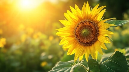 Fototapeta premium Golden Sunflower in Bloom: A Symbol of Youth and Renewal