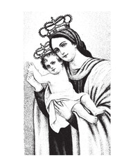 Our Lady and baby Jesus Illustration Madonna and Child catholic religious vector