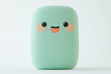 Fototapeta premium Pastel green rectangular device with cartoon face
