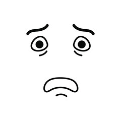 Fototapeta premium Sad Face Emoticon Vector - Minimalist Line with Downcast Expression