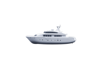 Large white boat is on a white background, isolated