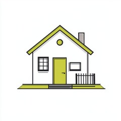 Simple and Modern House Illustration with Green Accents and Clean Design for Home and Architecture Themes