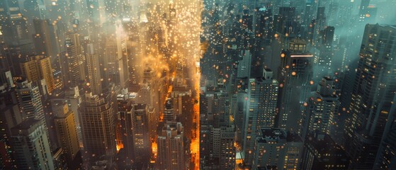 Cityscape Divided by Fire.