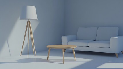 Empty light-filled living room scene