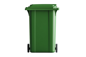 Green trash can with a white background, isolated