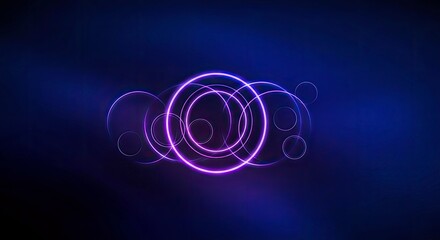 Neon Rings Overlapping on a Deep Midnight Blue Gradient