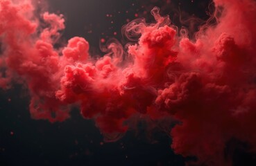 Abstract red smoke on black background. Dynamic swirl of fire, energy, mystic, flowing shapes. Ideal for art, design, background, explosion, effect, storm, movement, fantasy, holi, festive themes.