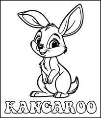 Fototapeta premium Cute cartoon kangaroo coloring page for kids.