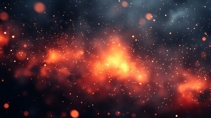 Fototapeta premium Abstract fiery explosion with glowing sparks and embers creating a dynamic and intense effect in dark space