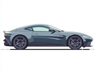 Naklejka premium Sleek Gray Sports Car Illustration with Smooth Lines and Modern Design for Automotive Enthusiasts