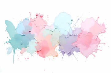 Colorful Pastel Paint Splashes on White Background