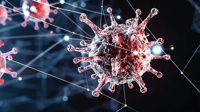 Digital representation of virus structure with intricate details and colors