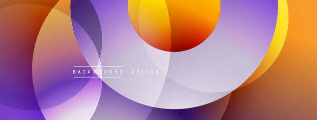 Layered circular shapes in vivid colors form a gradient-rich abstract design with smooth transitions, depth effects, and a modern, futuristic aesthetic