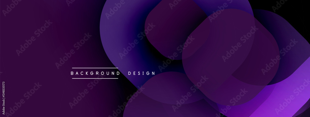 Poster Circular abstract design with overlapping translucent circles and round shapes, blending gradients and smooth curves, creating depth, contrast, and a dynamic visual effect