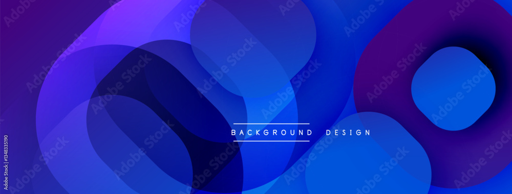 Aufkleber Circular abstract design with overlapping translucent circles and round shapes, blending gradients and smooth curves, creating depth, contrast, and a dynamic visual effect