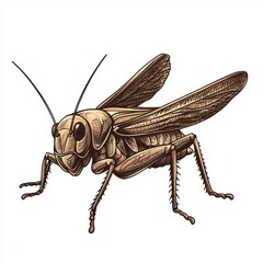 Detailed Illustration of a Realistic Grasshopper with Intricate Features and Textures
