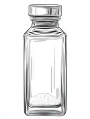 Clear Glass Container with Lid and White Granular Substance Ideal for Culinary and Kitchen Use
