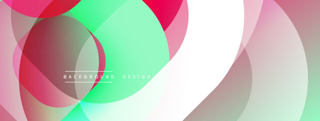 Obraz premium Circular abstract design with overlapping translucent circles and round shapes, blending gradients and smooth curves, creating depth, contrast, and a dynamic visual effect