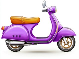 Stylish Purple Scooter with Orange Seat for Fun Urban Transportation and Vibrant Travel Adventures