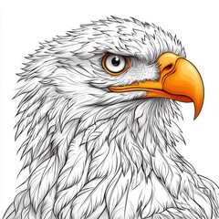 Detailed Illustration of a Majestic Eagle with Sharp Eyes and Intricate Feather Patterns