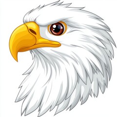 Detailed Illustration of a Majestic White Eagle with Intense Eyes and Bright Yellow Beak on a Clean Background
