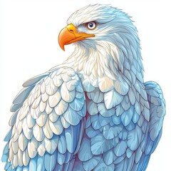 Majestic White Eagle with Detailed Feathers and Vivid Capture of Nature's Beauty in an Artistic Rendering