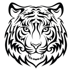 A powerful black tiger head vector silhouette evokes wild feline strength