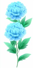 Beautiful Blue Flower Arrangement with Lush Green Leaves on a White Background for Elegant Designs