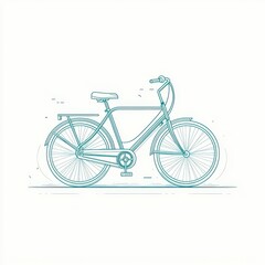 Minimalist Line Art Bicycle Design in Cool Blue Color with Simple Shapes and Concepts for Creative Projects