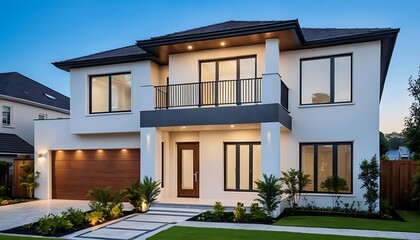 Fototapeta premium Luxury Villa Exterior Close Up Shot with Stunning Architectural Details