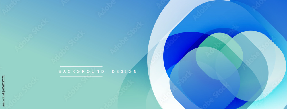 Aufkleber Circular abstract design with overlapping translucent circles and round shapes, blending gradients and smooth curves, creating depth, contrast, and a dynamic visual effect