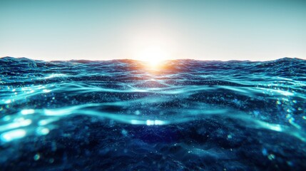 Naklejka premium Sunlit Ocean Waves Golden Hour Seascape High Resolution Background