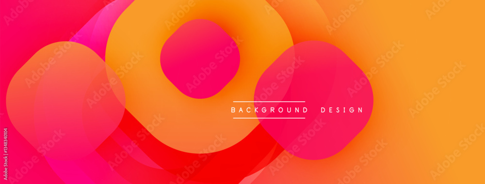 Poster Circular abstract design with overlapping translucent circles and round shapes, blending gradients and smooth curves, creating depth, contrast, and a dynamic visual effect