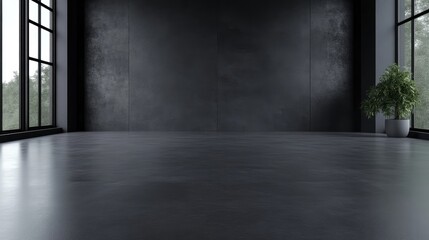 Modern, dark interior empty room