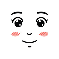 Cute Simple Face with Blush Vector Illustration