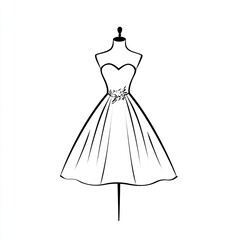 Obraz premium Elegant sweetheart neckline dress on a mannequin.