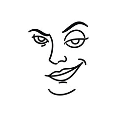 Mischievous Smirk Face Vector Line Art Illustration