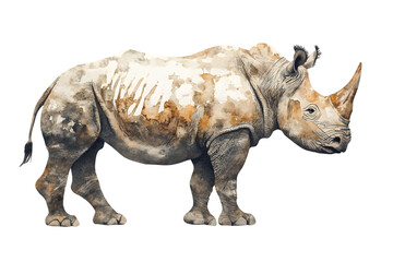 Fototapeta premium White Rhinoceros Profile Illustration