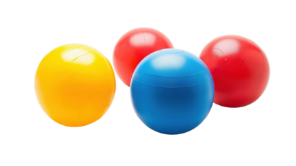 Colorful fitness balls isolated on transparent background for easy integration