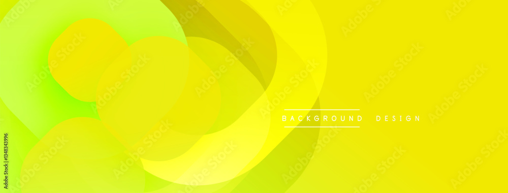 Poster Circular abstract design with overlapping translucent circles and round shapes, blending gradients and smooth curves, creating depth, contrast, and a dynamic visual effect