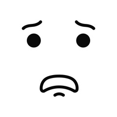 Worried Face Vector: Anxious Expression, Line Art, Minimalist Concern