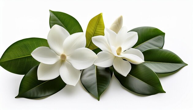 white manolia flowers on white background