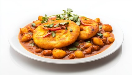 Pan-fried patties with spiced curry