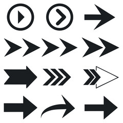 Arrow icon set vector illustration. Arrows vector collection. Arrow. Black arrows icons. Cursor. Different arrow signs.