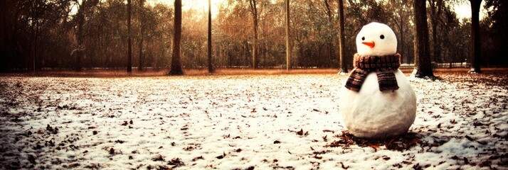 Snowman in a snowy park