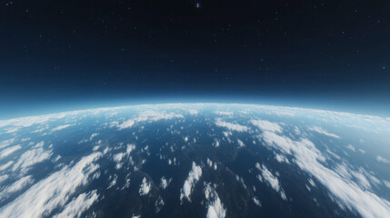 Aerial View of Earth from Space with Blue Atmosphere and Cloud Formations Showing Global Perspective and Natural Beauty in Outer Space